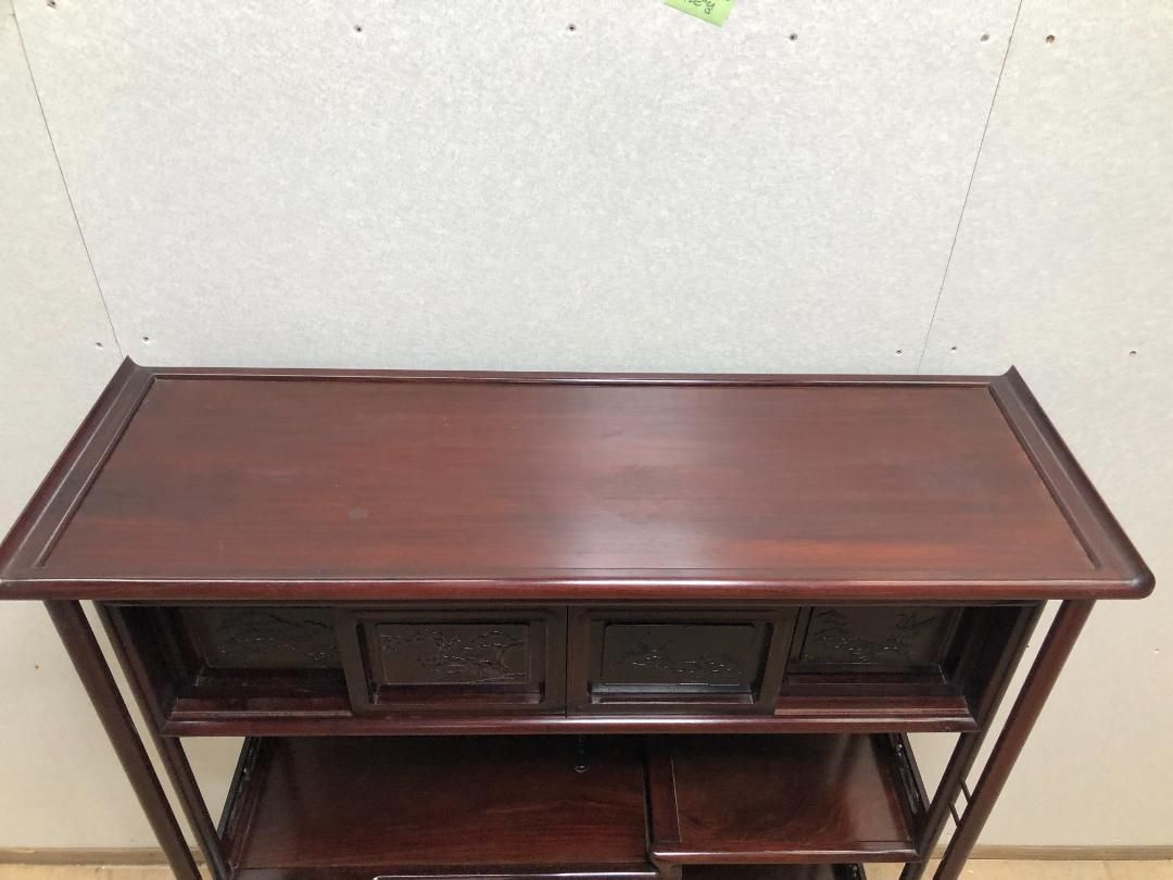 茶棚 茶箪笥 飾り棚 違い棚 茶道具透かし彫り 和箪笥 アンティーク