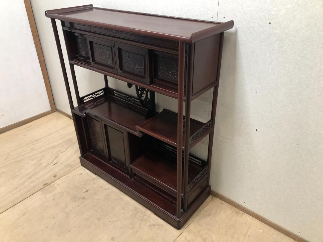 茶棚 茶箪笥 飾り棚 違い棚 茶道具透かし彫り 和箪笥 アンティーク 茶棚 茶箪笥 飾り棚 違い棚 茶道具透かし彫り 和箪笥 アンティーク