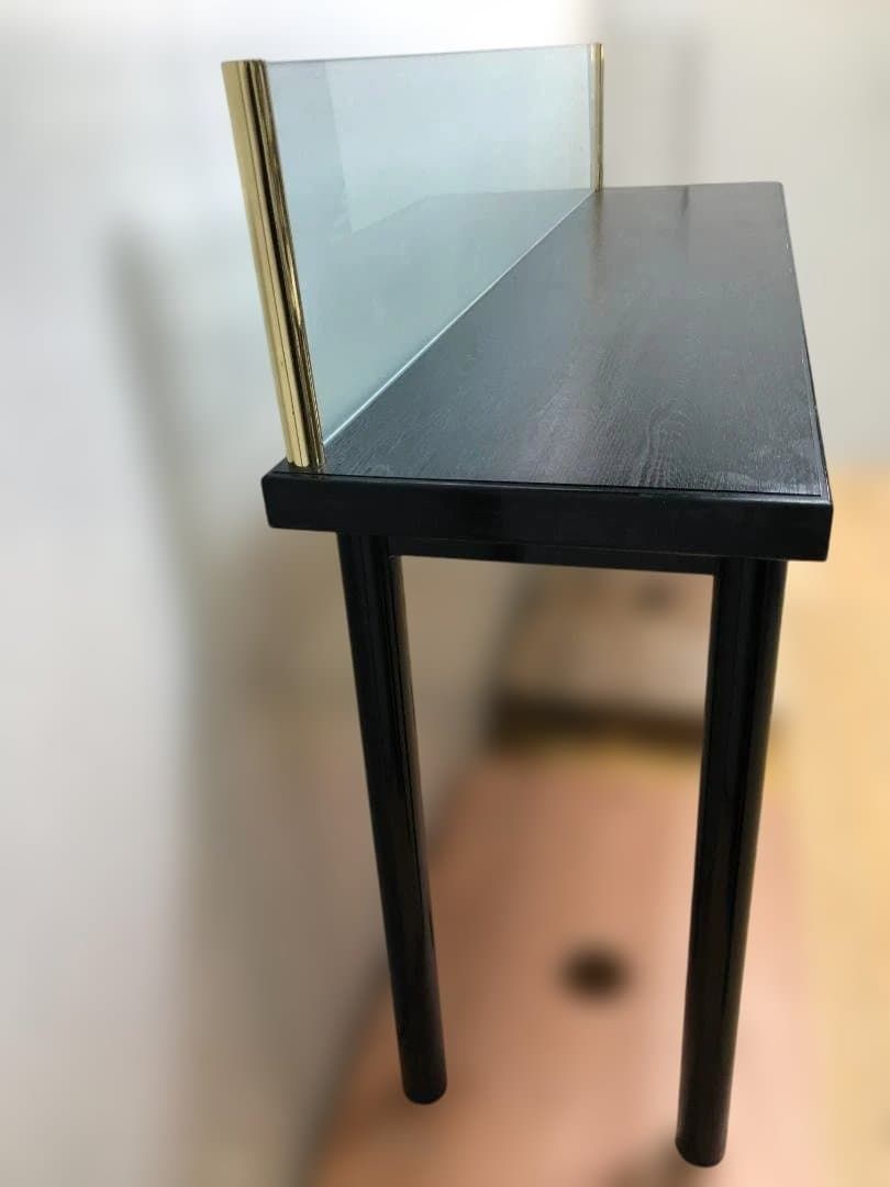 店舗什器 ハイカウンター テーブル ガラス間仕切り 真鍮調フレーム