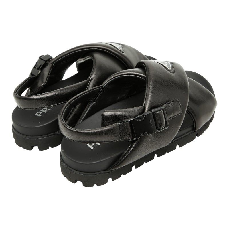 プラダ 三角ロゴプレート モノリス クリスクロス サンダル サイズ7