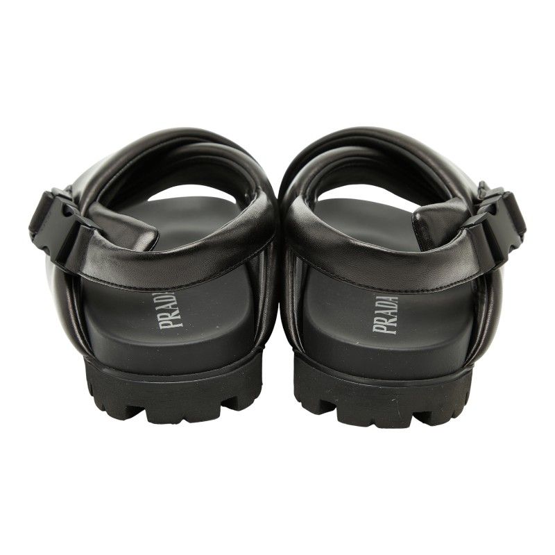 プラダ 三角ロゴプレート モノリス クリスクロス サンダル サイズ7