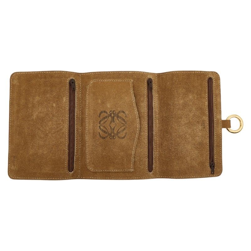 ☆LOEWE☆ロエベ☆スエード☆ベージュ☆アナグラム☆トレー【送料込み】 ロエベ アナグラム ポーチ 三つ折り財布 ベージュ スウェード