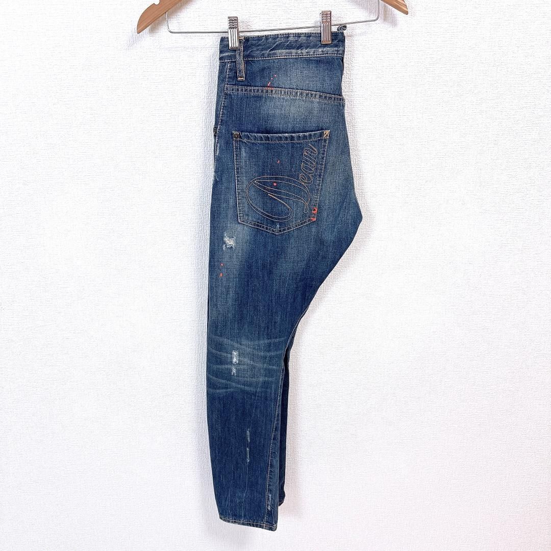 メンズ DSQUARED2 デニム 44 ダメージ ペイント加工 スリム メンズ