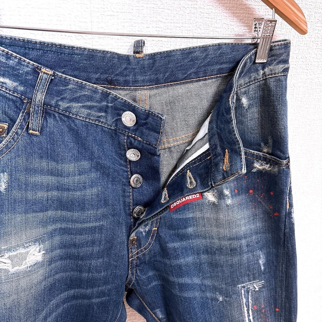 DSQUARED2 メンズデニム 44 インディゴ ダメージ ペイント - メルカリ