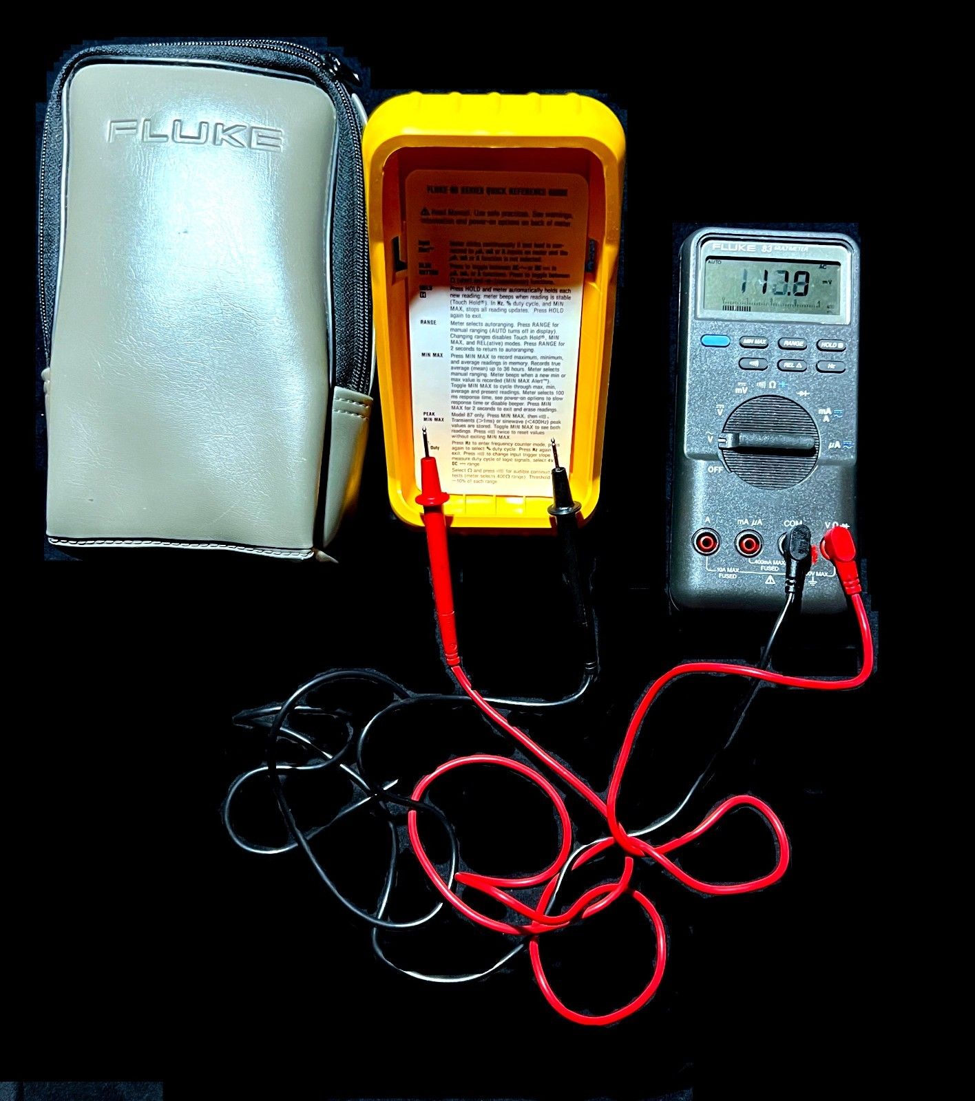 Fluke 83 III Series 3 Multimeter Leads Case and F out Stand