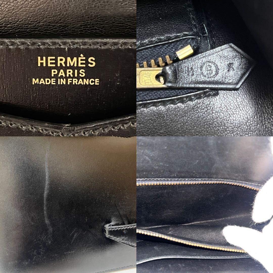 HERMES エルメス ファコ クラッチバッグ ボックスカーフ ブラック 黒
