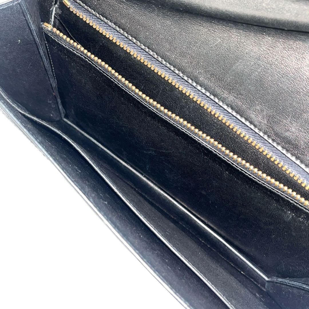 HERMES エルメス ファコ クラッチバッグ ボックスカーフ ブラック 黒