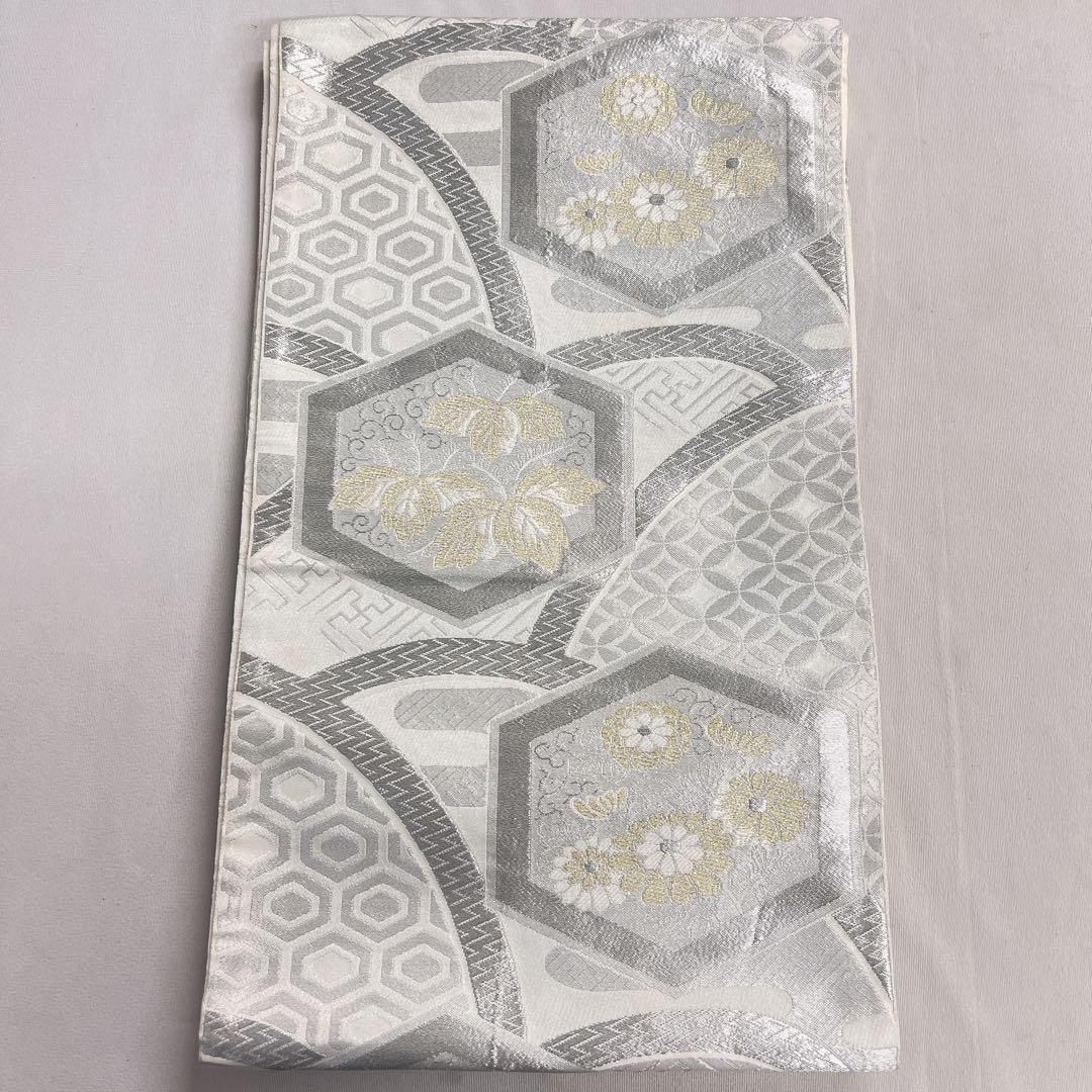 袋帯　金糸　銀糸　菊花　麻の葉　七宝　桐紋　紗綾形　亀甲　唐織　着物　041t 袋帯 金糸 銀糸 菊花 麻の葉 七宝 桐紋 紗綾形 亀甲 唐織 着物 041t