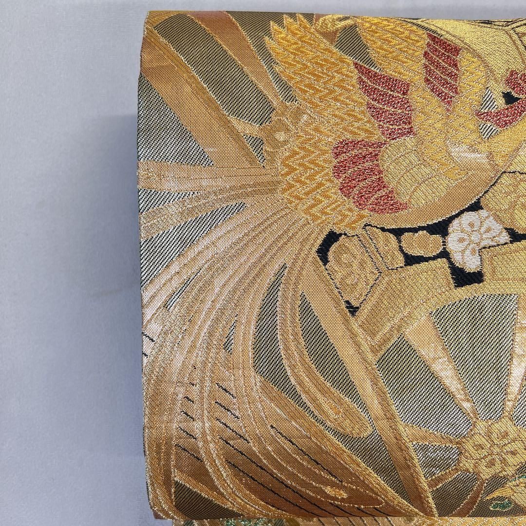 袋帯 正絹 金糸 銀糸 鳳凰 水車 菊花 牡丹 着物 051t - メルカリ