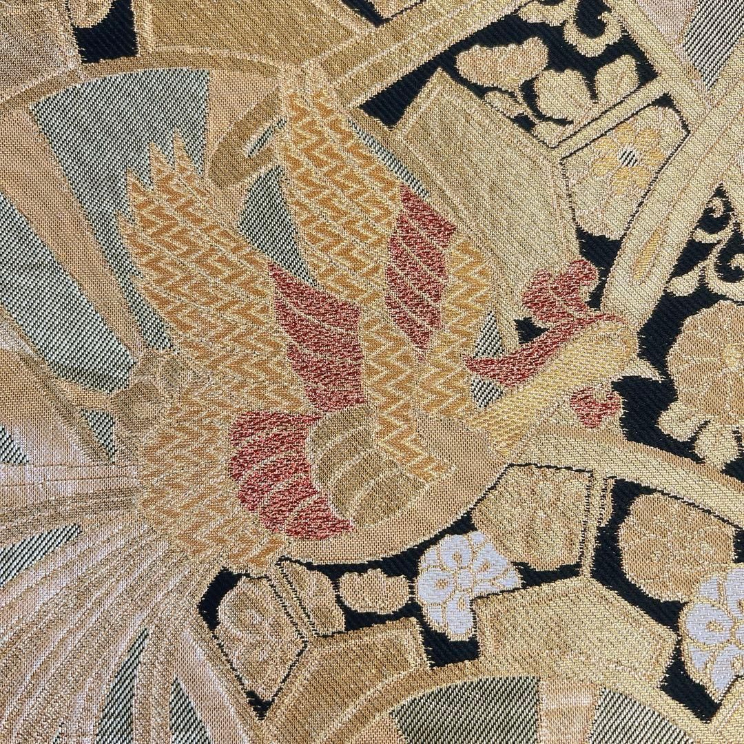 袋帯 正絹 金糸 銀糸 鳳凰 水車 菊花 牡丹 着物 051t - メルカリ