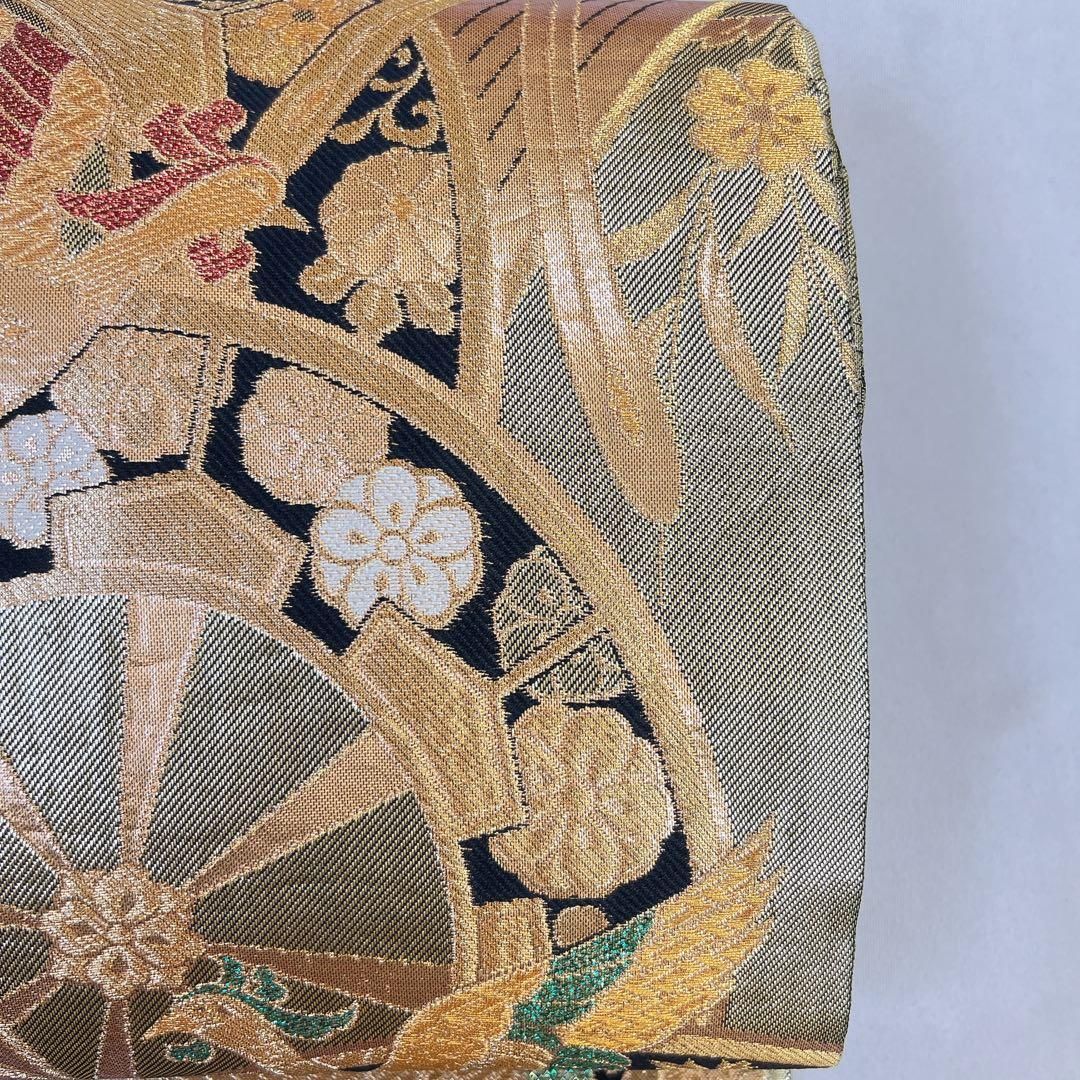 袋帯 正絹 金糸 銀糸 鳳凰 水車 菊花 牡丹 着物 051t - メルカリ