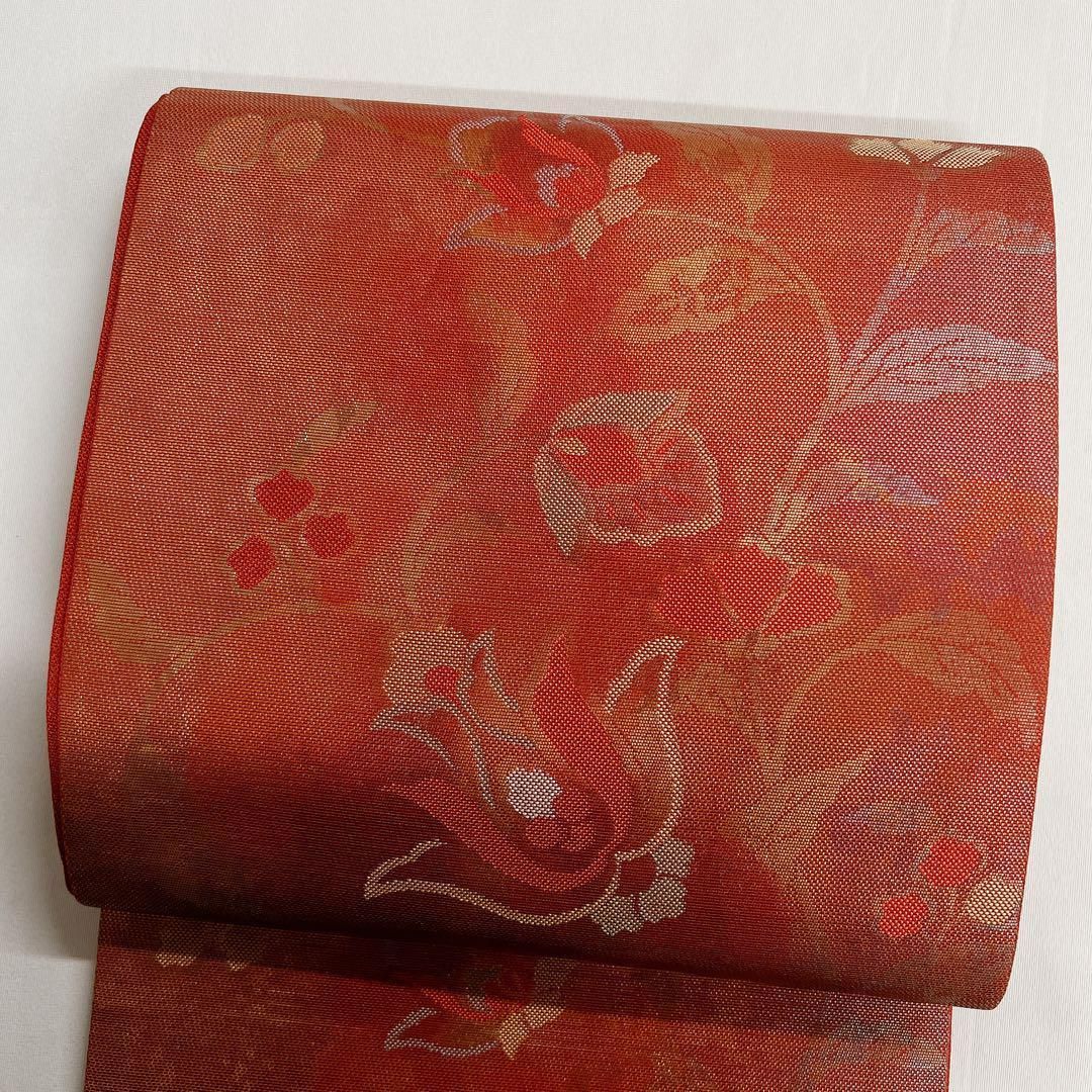 赤色　唐花模様　リーフ　袋帯　着物　121t 赤色 唐花模様 リーフ 袋帯 着物 121t 【公式通販】