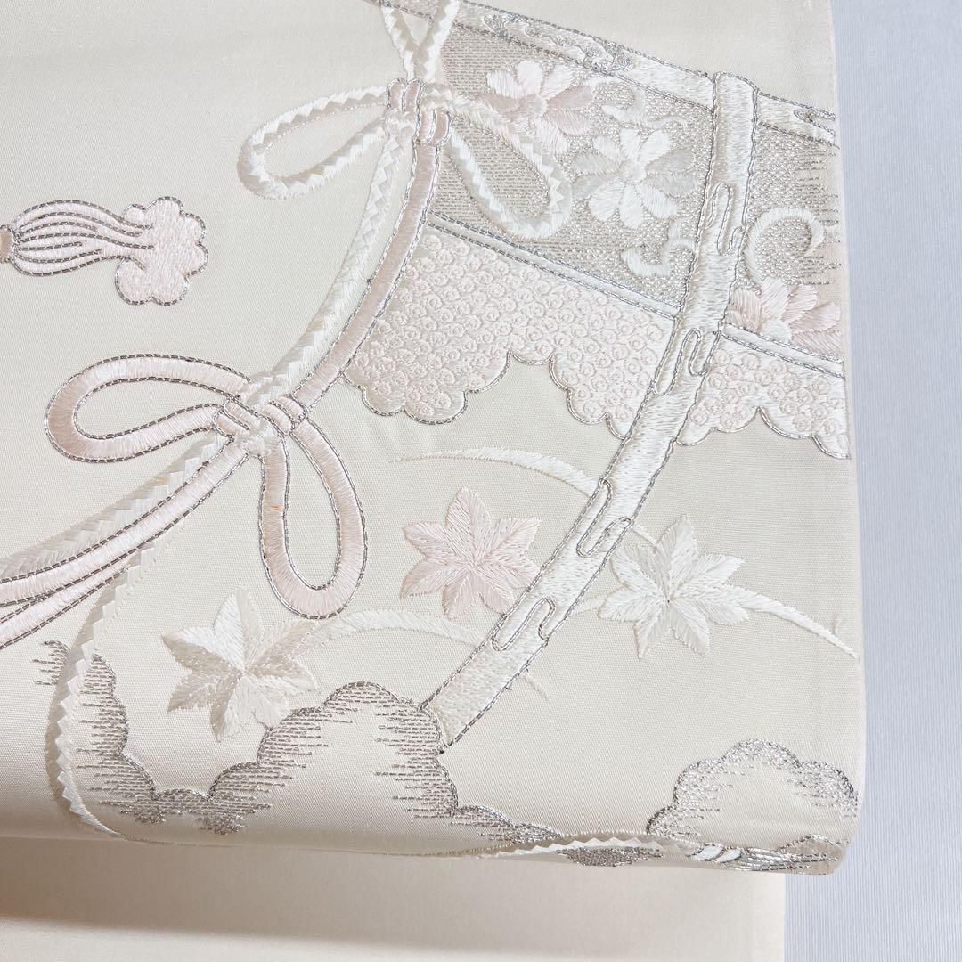 銀駒刺繍　刺繍　水引　菊花　袋帯 着物　121t 銀駒刺繍 刺繍 水引 菊花 袋帯 着物 121t 【公式通販】
