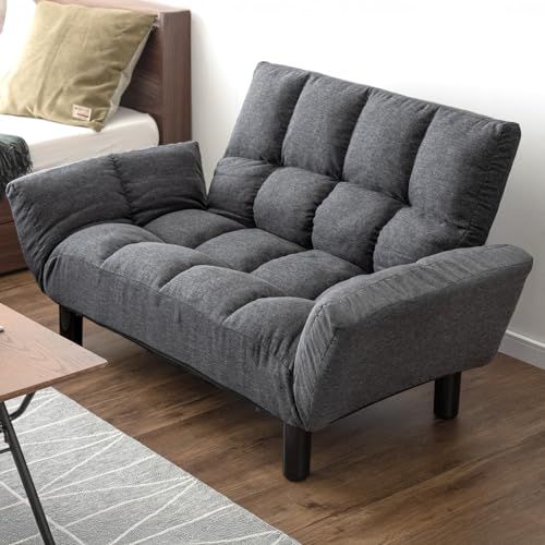 タンスのゲン ソファー 2人掛け リクライニング ひじ掛け ローソファ フロアソファ コンパクト ファブリック ソファ 15210055 101321 m