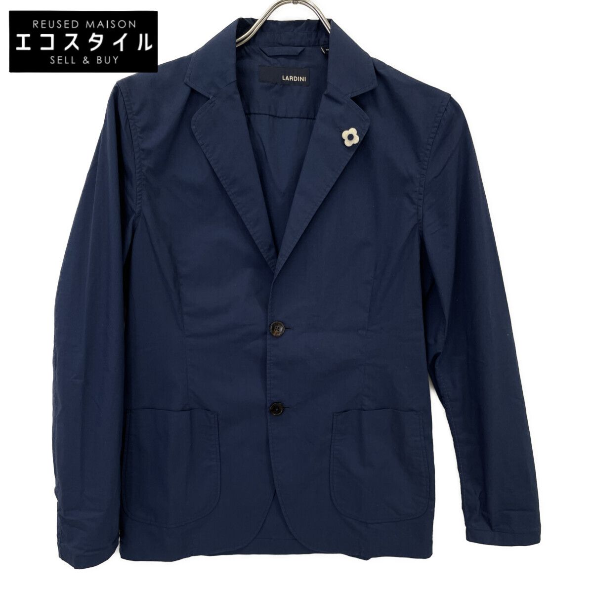 美品LARDINI ネイビー ウール スーツ ブートニエール サイズ48 【公式