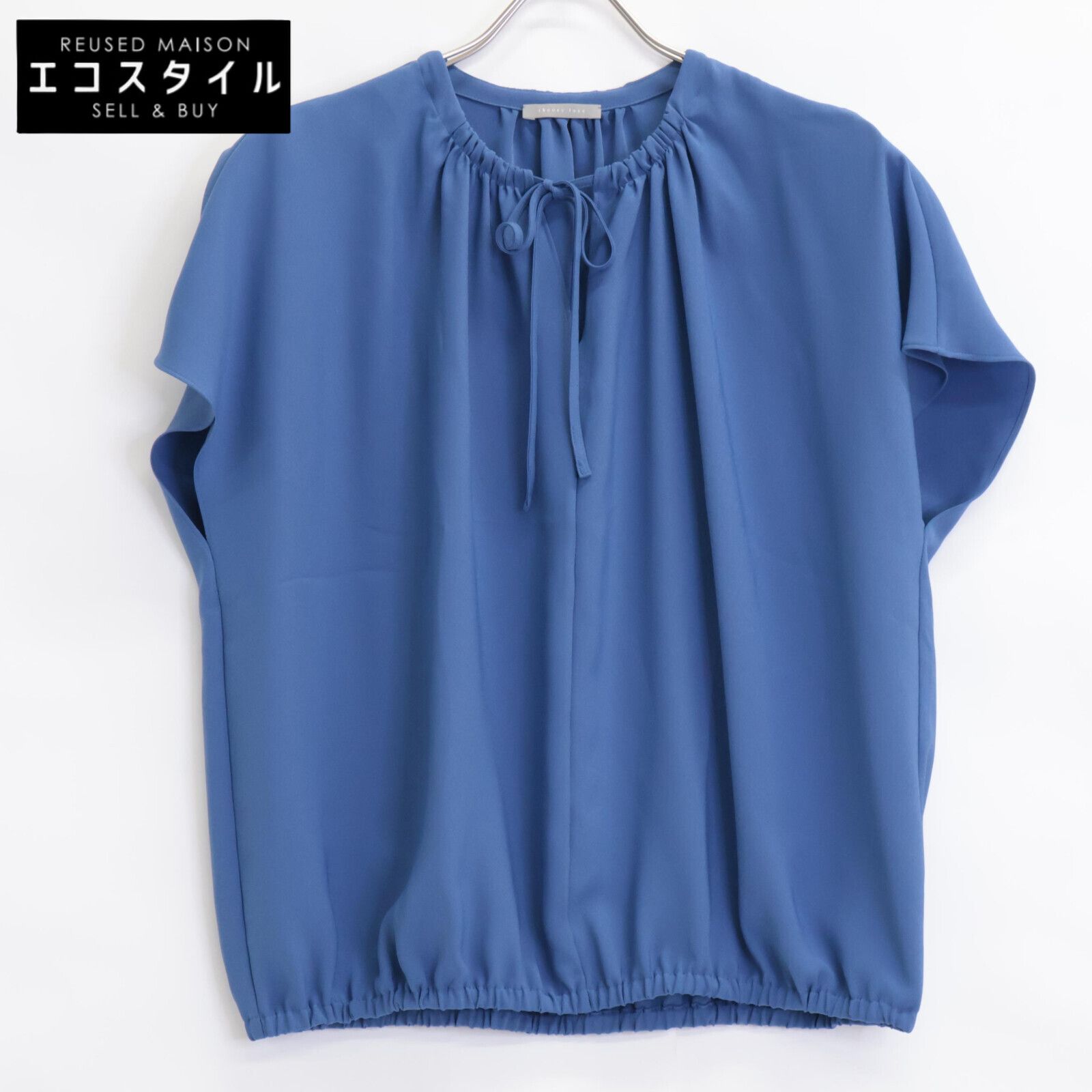 24ssTeory LUXEセオリーリュクスブラウスMARVINENOLIA38 theory luxe セオリーリュクス 24年製 ﾌﾞﾙｰ Marvine Nolia ｼｮｰﾄｽﾘｰﾌﾞ