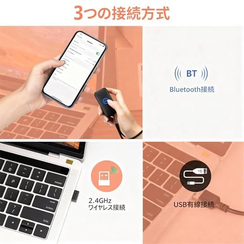 Tera 小型 バーコードスキャナー 2次元 1次元 QRコード対応 技適マーク付き 有線＆無線 USB 2 4 G Bluetooth対応 液晶表示バーコード読み取り 連続読み込み 充電式 手持ち式 ワイヤレス 図書館 店舗 オフィス 物流 91 e 607 cc