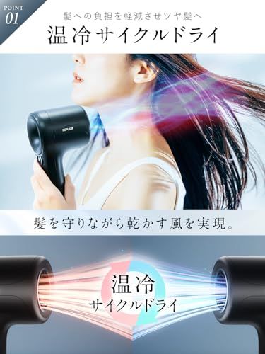 NIPLUX ヘアドライヤー 速乾 大風量ドライヤー 2.3億マイナスイオン 髪