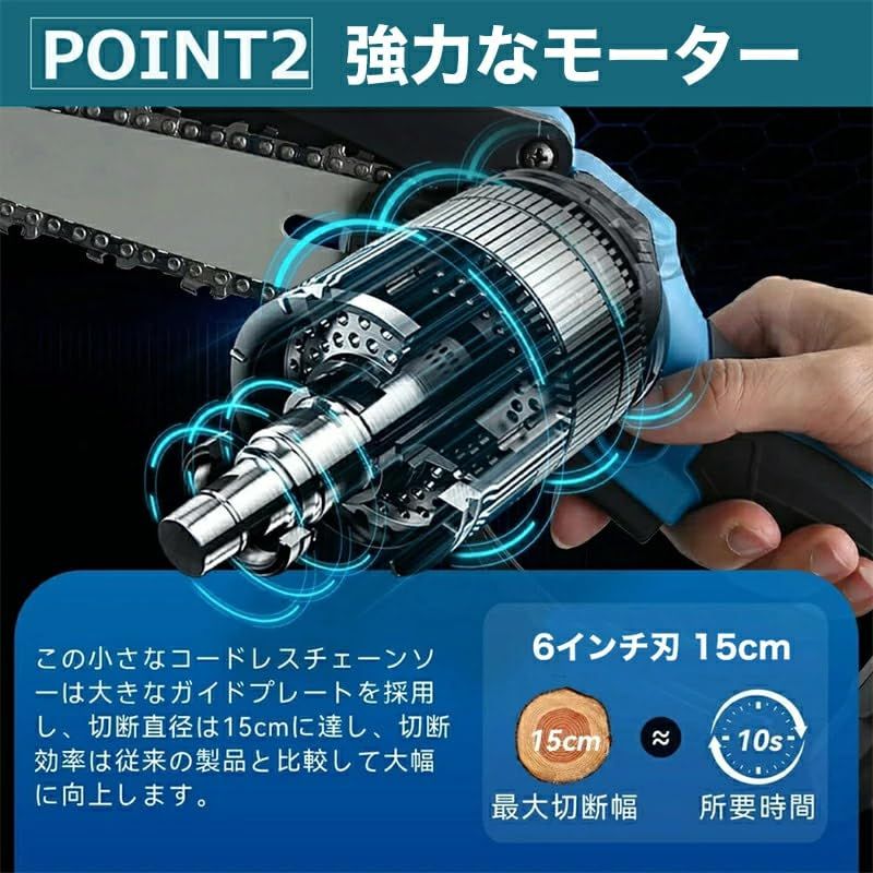  迅速に発送 KAKA チェーンソー 充電式 6インチ 強力 大容量バッテリー 付き チェンソー 軽量 自動給油 ツール不要 LEDバッテリー残量表示 電動チェーンソー ケース付き 日本語説明書 205 c 58 cd その他 キッチン 食器