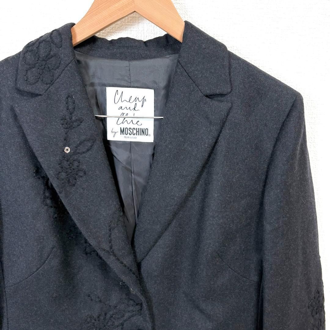 美品】装飾虫ボタン MOSCHINO 刺繍スカートスーツセットアップ I48