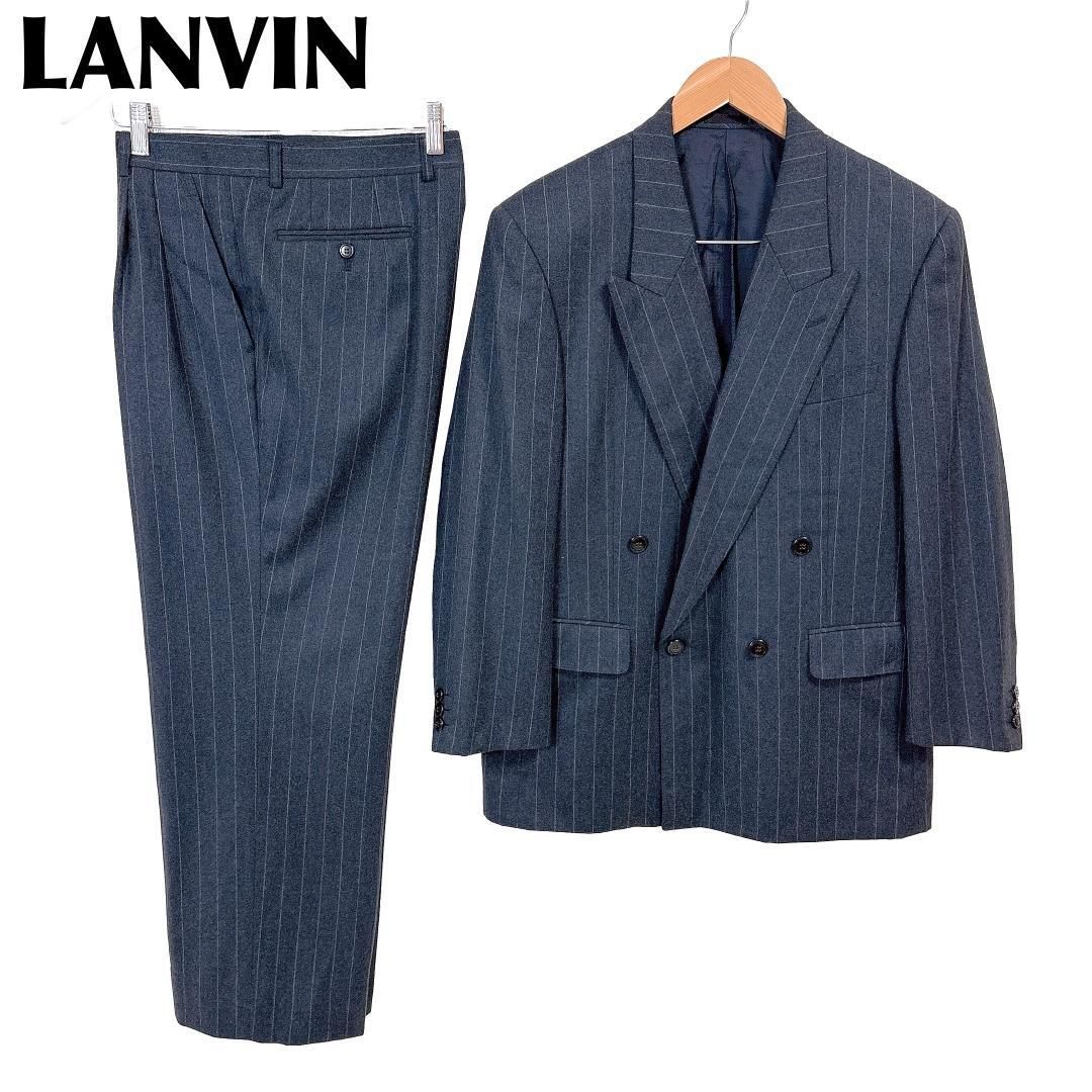 美品】LANVIN ダブルスーツ セットアップ カシミヤ混 ダークネイビー