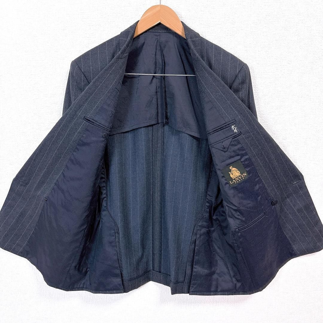 美品】LANVIN ダブルスーツ セットアップ カシミヤ混 ダークネイビー