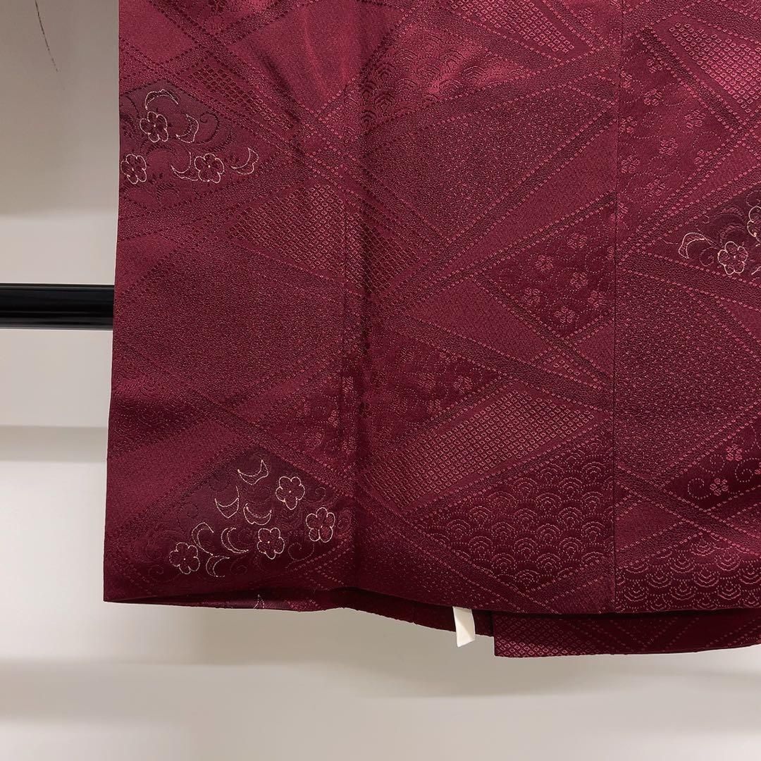 道行コート　正絹　地紋起こし　花模様　梅花　鹿の子　青海波　着物　081tz 道行コート 正絹 地紋起こし 花模様 梅花 鹿の子 青海波 着物 081tz