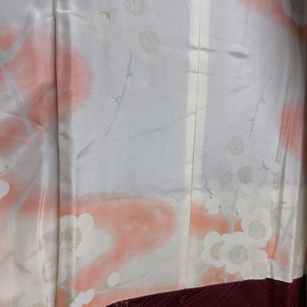 道行コート　正絹　地紋起こし　花模様　梅花　鹿の子　青海波　着物　081tz 道行コート 正絹 地紋起こし 花模様 梅花 鹿の子 青海波 着物 081tz