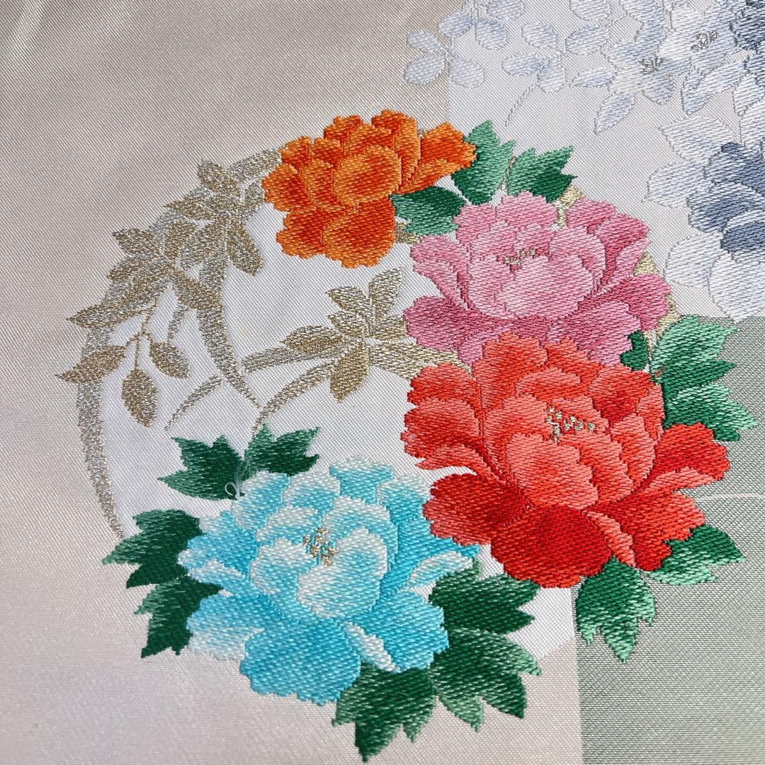 名古屋帯　正絹　金糸　銀糸　牡丹　花輪　竹　絵霞　着物　081tz 名古屋帯 正絹 金糸 銀糸 牡丹 花輪 竹 絵霞 着物 081tz 【公式通販】