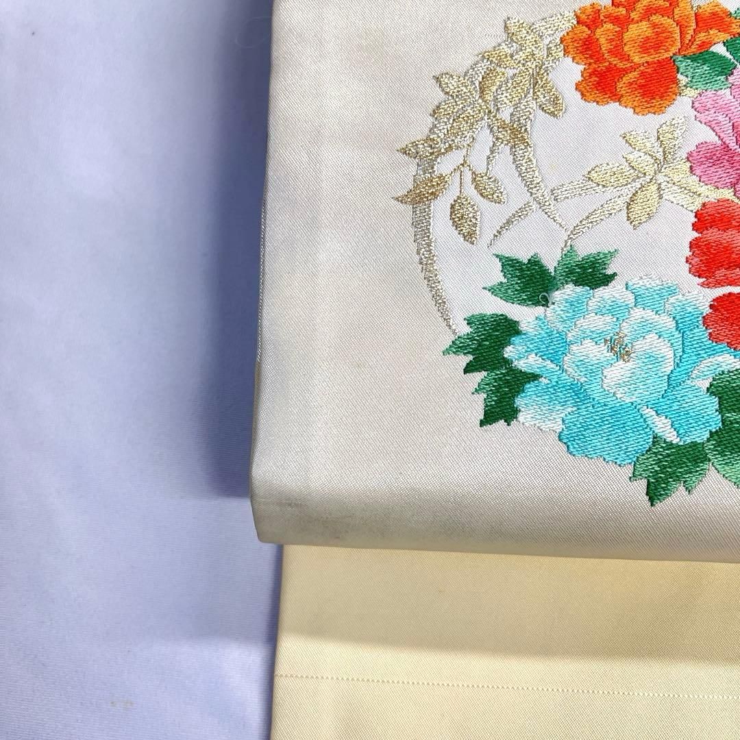 名古屋帯　正絹　金糸　銀糸　牡丹　花輪　竹　絵霞　着物　081tz 名古屋帯 正絹 金糸 銀糸 牡丹 花輪 竹 絵霞 着物 081tz 【公式通販】