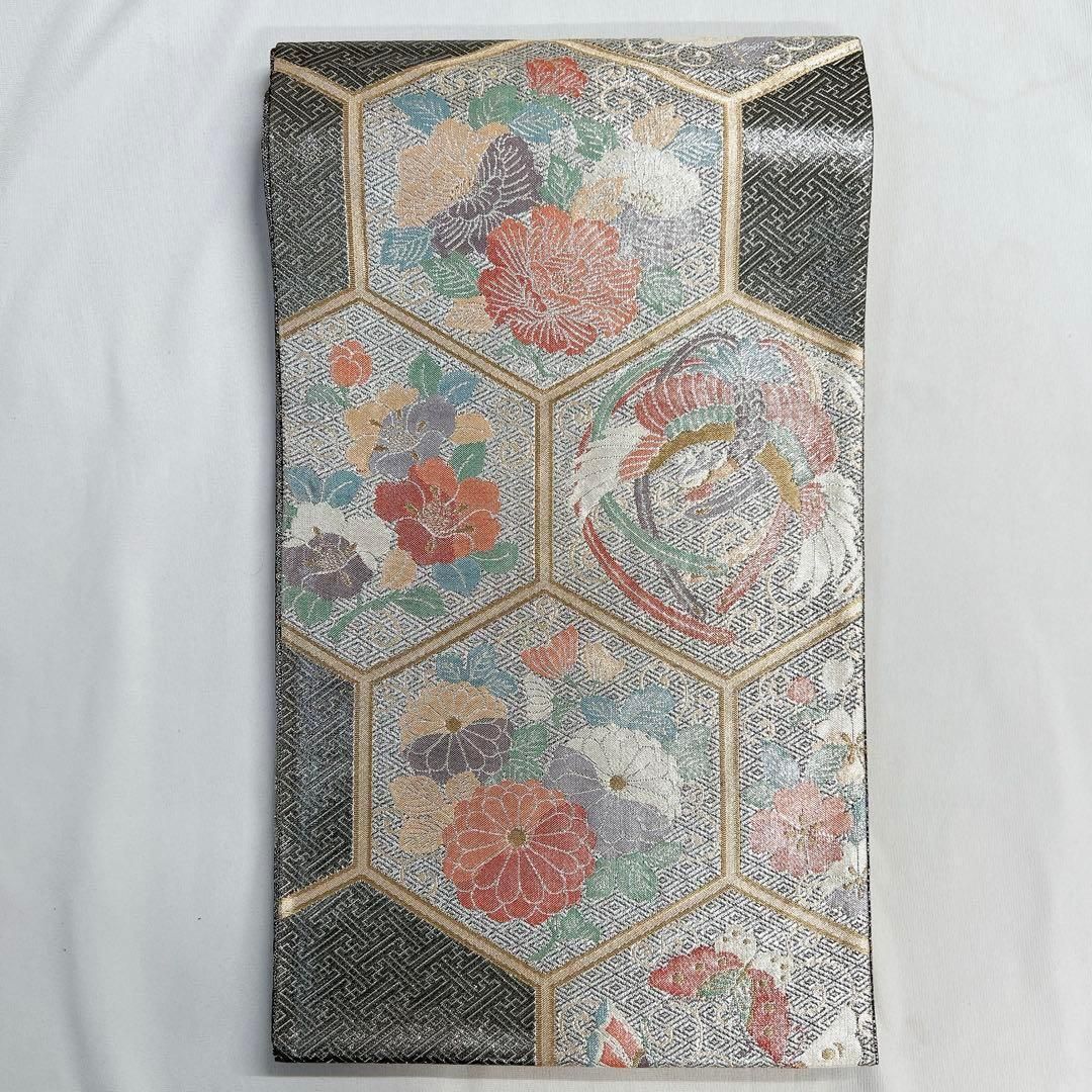 袋帯　金糸　銀糸　鶴　蝶　牡丹　菊花　菱形　紗綾形　亀甲　着物　112t 袋帯 金糸 銀糸 鶴 蝶 牡丹 菊花 菱形 紗綾形 亀甲 着物 112t 【公式通販】