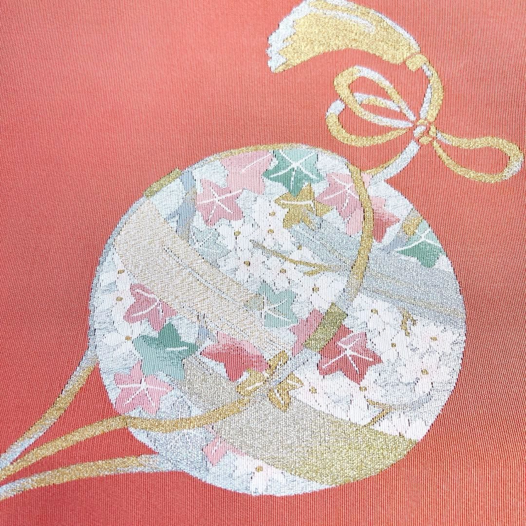 開き名古屋帯 名古屋帯 正絹 金糸 銀糸 薬玉 雲 楓 桜 着物 075tz