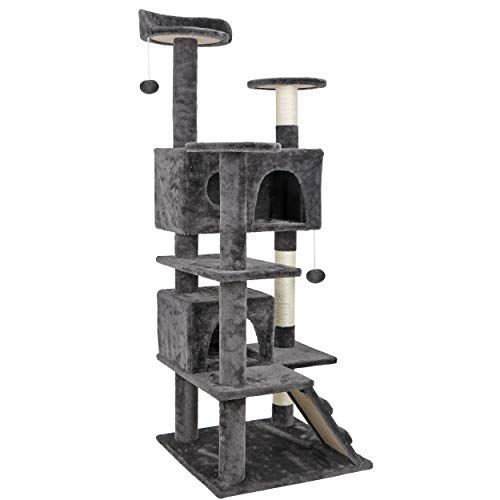 キャットタワー 133 CM 据え置き 猫タワー 多頭飼い スリム 爪とぎ 安定設計 転倒防止 省スペース 猫用 室内 ペットタワー 多機能 麻紐 隠れ家 運動不足解消 ダークグレー 中小型猫用 98 a 89 cd 8