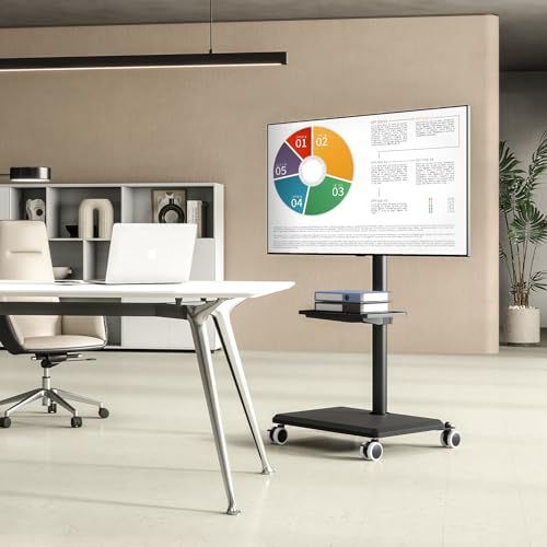 Rfiver テレビスタンド キャスター付き tvスタンド 27 55インチ対応 壁寄せテレビスタンド ハイタイプ tv stand 高さ調節 左右35度首振り 木製ベース 耐荷重40 kg VESA 100 x 400 mm 家庭 オフィス用 ブラ m