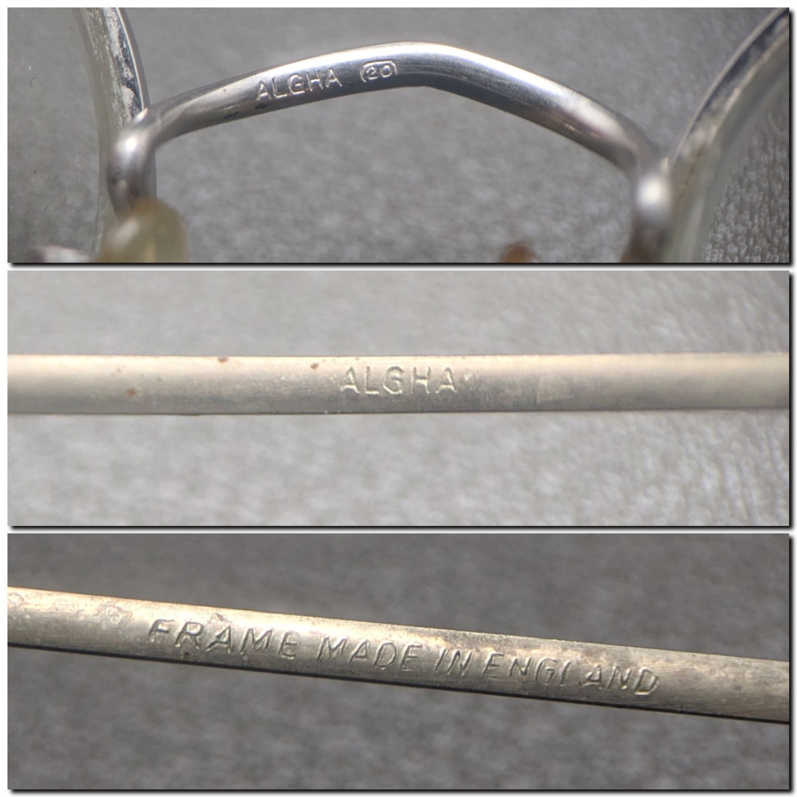 英国製 ヴィンテージ アルガ ALGHA 20 ジョンレノン 丸メガネ 金張りGF