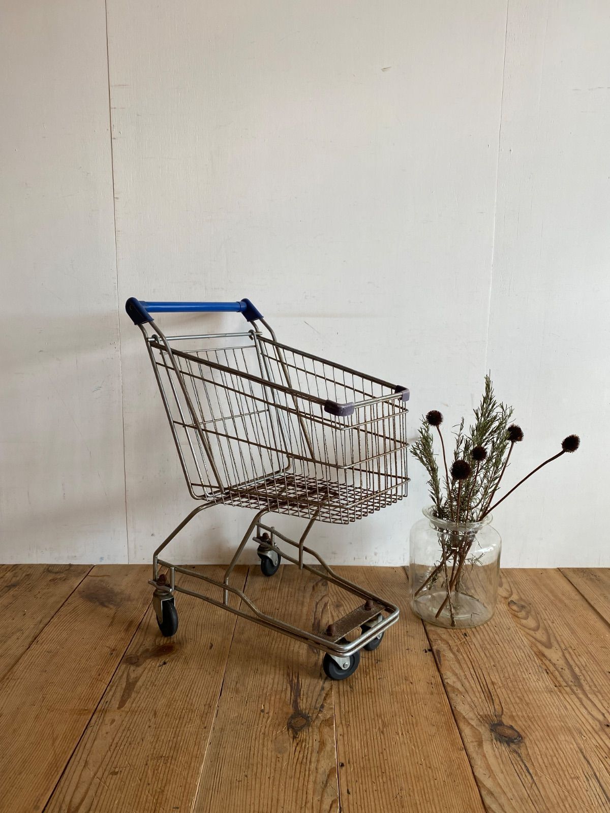 ヴィンテージ ショッピングカート ランドリーバスケット スチール ディスプレイ 海外 y 507