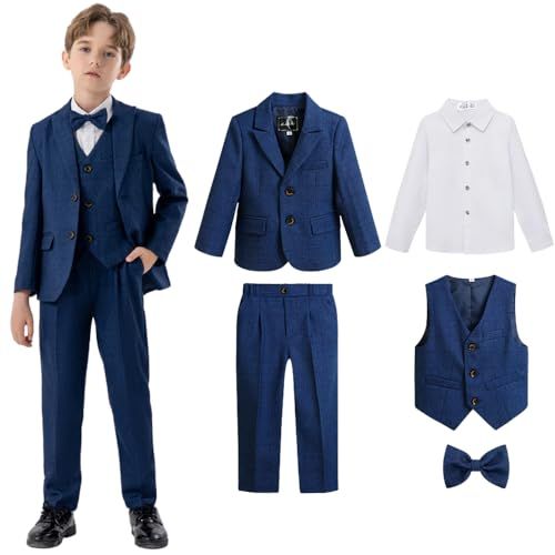 男の子 フォーマルスーツ 子供 スーツ ボーイズ チエック柄 キッズ 千鳥柄 4点セット 5点セット 発表会 七五三 結婚式 紳士服 入学式 卒業式 100 160 e f 3523 02