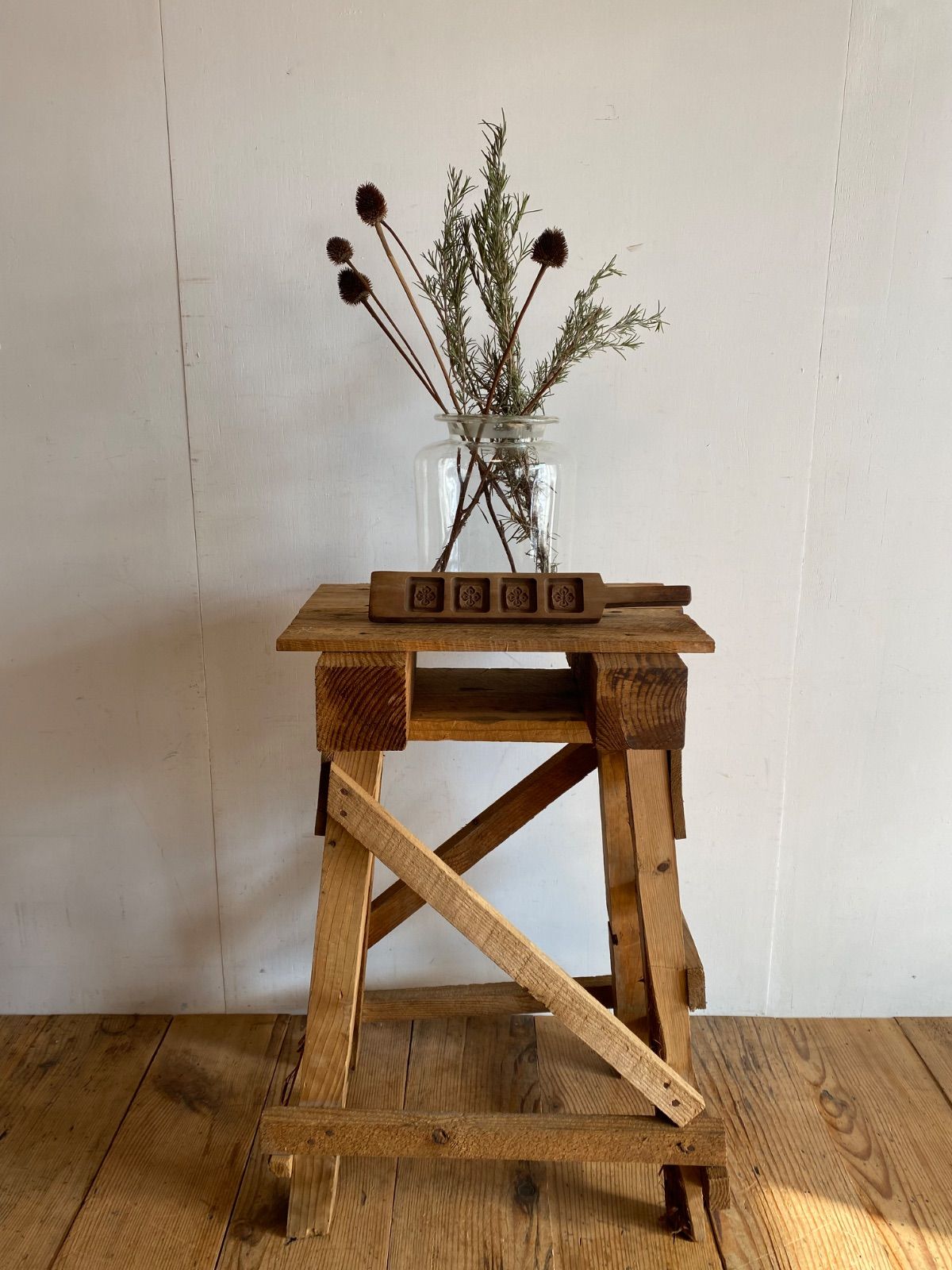 アンティーク 木製 展示台 花台 ディスプレイ サイドテーブル 店舗什器