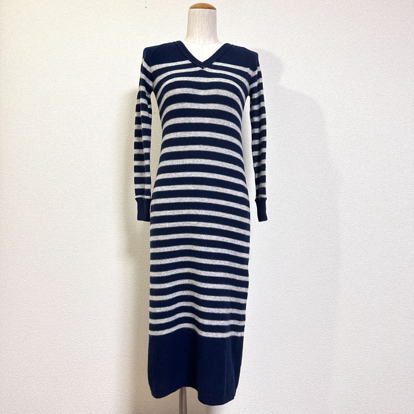 訳あり Ron Herman ロンハーマン Vネック ボーダーニットワンピース