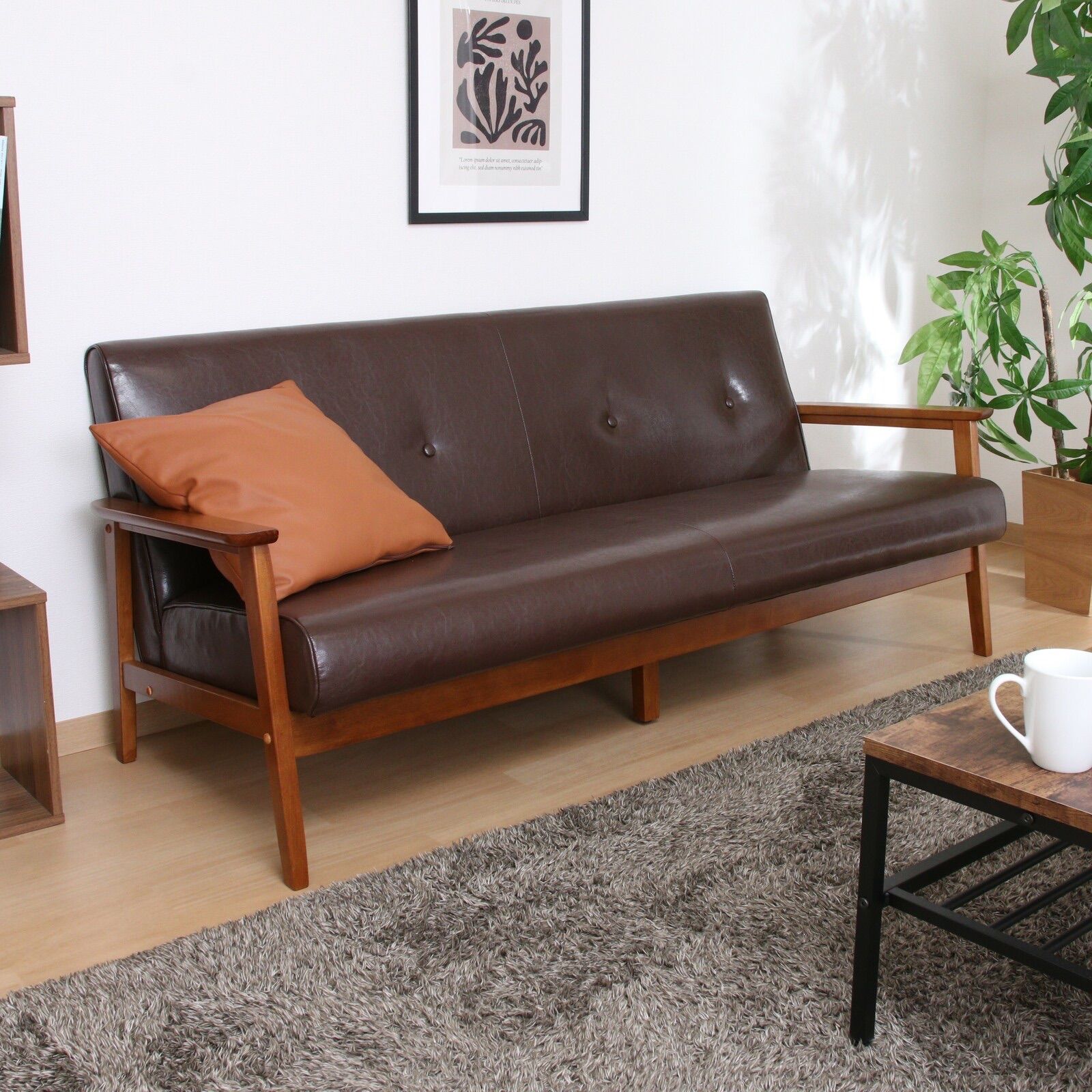  3人掛け PUレザー風 ソファ バイキャスト 165cm 2色展開 4人掛けソファ 2人掛け 3人掛けソファ ソファ ソファベッド