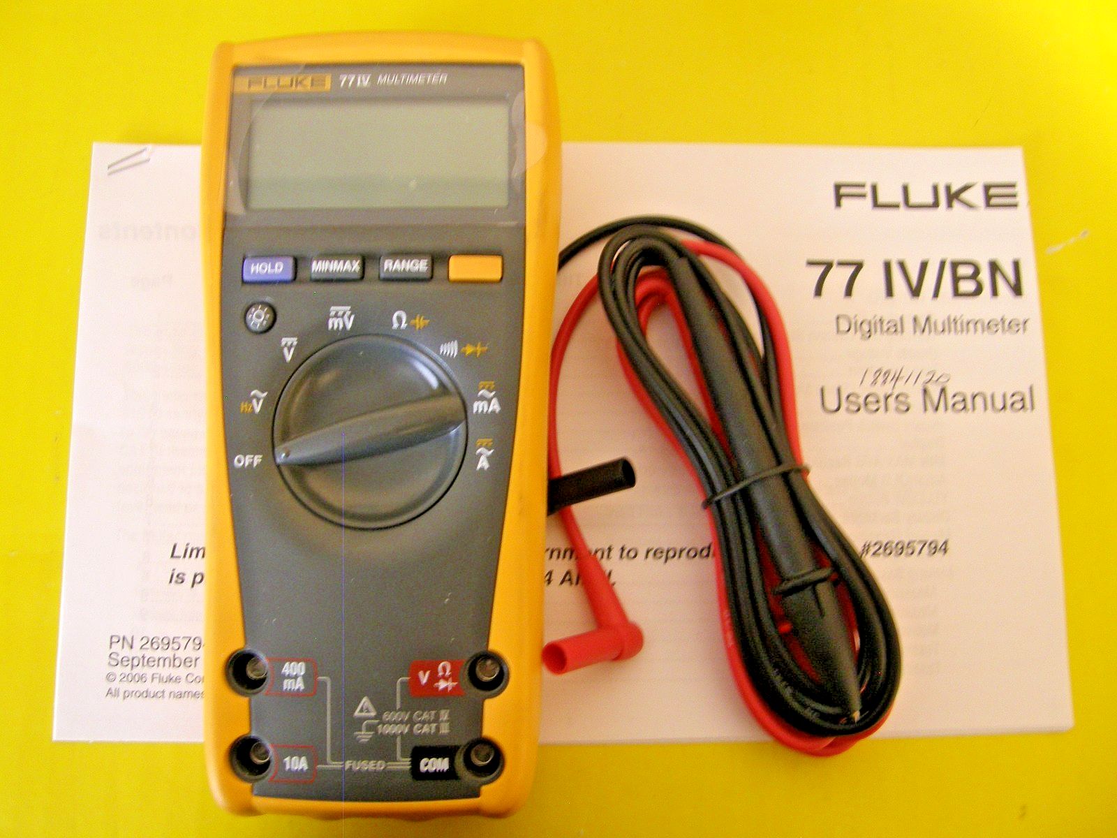 FLUKE 77 IV BN MILITARY VER Multimeter EXCELLENT CONDITION Accurate w PROBES