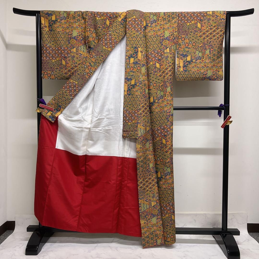 小紋 正絹 御所車 七宝 亀甲 麻の葉 唐花模様 着物 071tz 【公式通販】