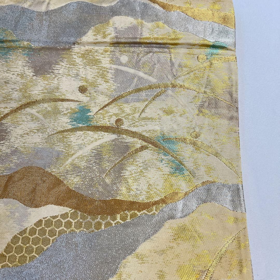 袋帯　金糸　銀糸　道行取り　芝草　露草　亀甲　紗綾形　着物　065t 袋帯 金糸 銀糸 道行取り 芝草 露草 亀甲 紗綾形 着物 065t 【公式通販】