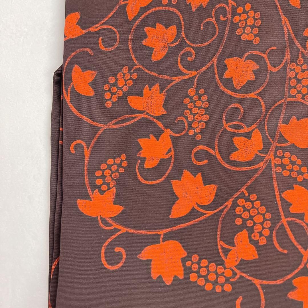 名古屋帯 正絹 塩瀬 葡萄 リーフ模様 ブラウンカラー 着物 063t - メルカリ
