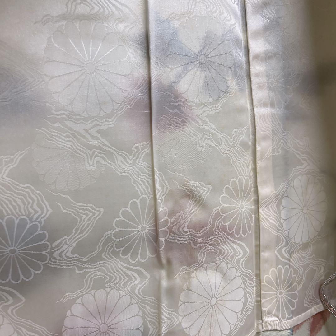 羽織　ウール　花模様　リーフ模様　カラフル　ペールグリーン　着物　063t 羽織 ウール 花模様 リーフ模様 カラフル ペールグリーン 着物 063t