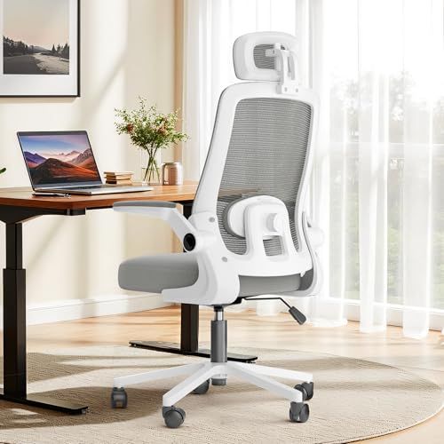 オフィスチェア 椅子 デスクチェア 疲れない人間工学 跳ね上げ式アームレスト 2Dヘッドレスト 腰サポート 通気性メッシュ デスクチェア 長時間 座れる お宅 在宅ワーク pcチェア メッシュ パソコン ワーク 事務椅子 グレー m