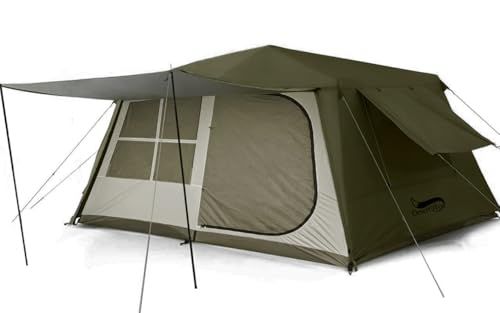 DesertFox テント大型 2?6人用 ?簡単設営 ロッジ型 高さ185 cm 200 4000 mm耐水圧 前後室あり キャンプテント 自立式 パークテント 二重層構造 4シーズン 初心者向け UVカット 通気防風防雨 キャンピング アウトドア お花 m