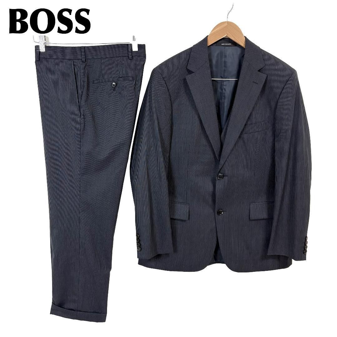 美品】 ヒューゴボス 3ピース スーツセットアップ 48 濃グレー