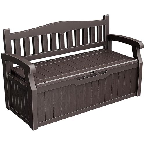 迅速に発送 Alebert｢アレベルト｣ 物置 収納ベンチ 屋外 302Ｌ大容量 ロングベンチ 2人用 ストッカー 屋外収納 ガーデン収納 ベンチ コンテナ 防水 耐候 ベランダ ガーデン 庭 収納 大容量 おしゃれ ブラウン caa 41907
