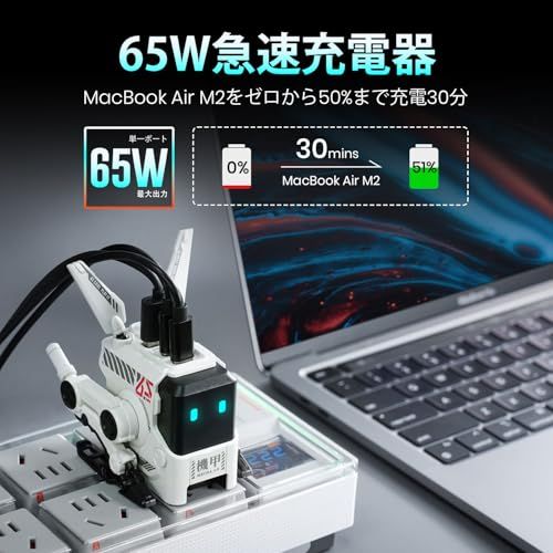 GravaStar ALPHA 65 PD 充電器 W 急速充電器 USB C 2とUSB A 1 3 0 PPS規格対応 Type 3台同時充電 acアダプター Windows PC MacBook iPad Pro iPhone 81 cc 9 ac 6